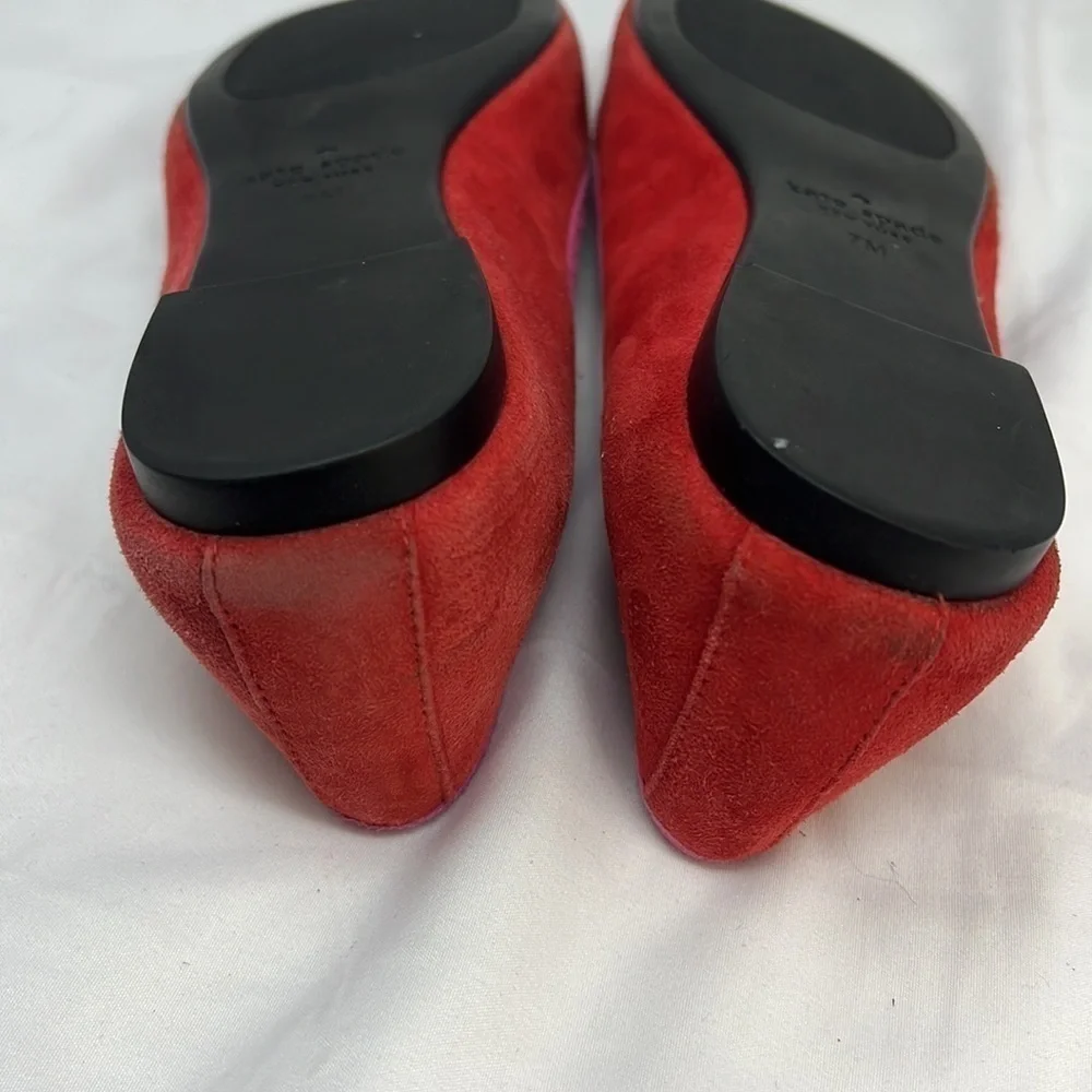 Kate Spade Sz 7 Coral Pink Suede Ballet Slippers Flats Slip on Shoes